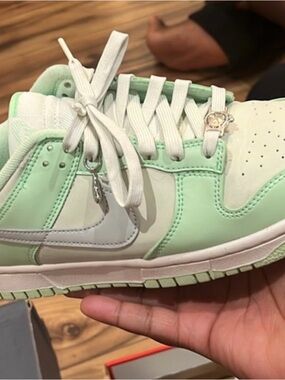 Kids Mint Green and White Low-Top Sneakers